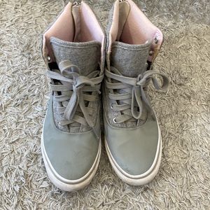 Vans Gray and Pink High-Top Sneakers